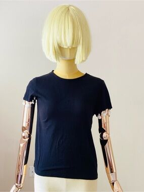Sonia Rykiel Paris Black Short Sleeve Tee with pearls and shells Trim SZ M
